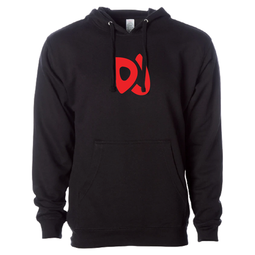 Black DJ Oreo hoodie with red DJ logo on front