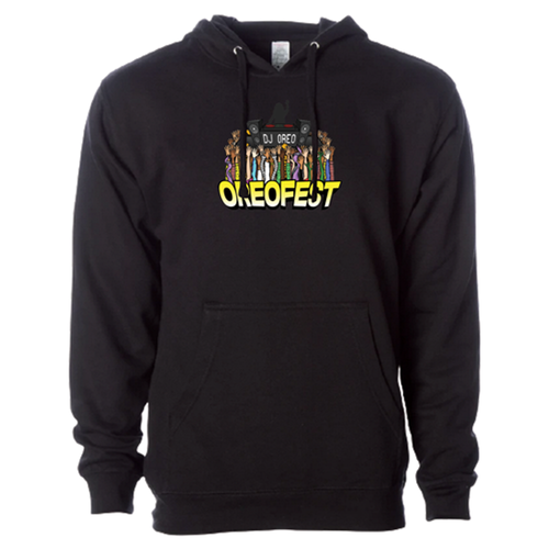 Black DJ Oreo hoodie with large Oreofest logo on front