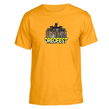 Load image into Gallery viewer, Yellow DJ Oreo tee shirt with large Oreofest logo on front
