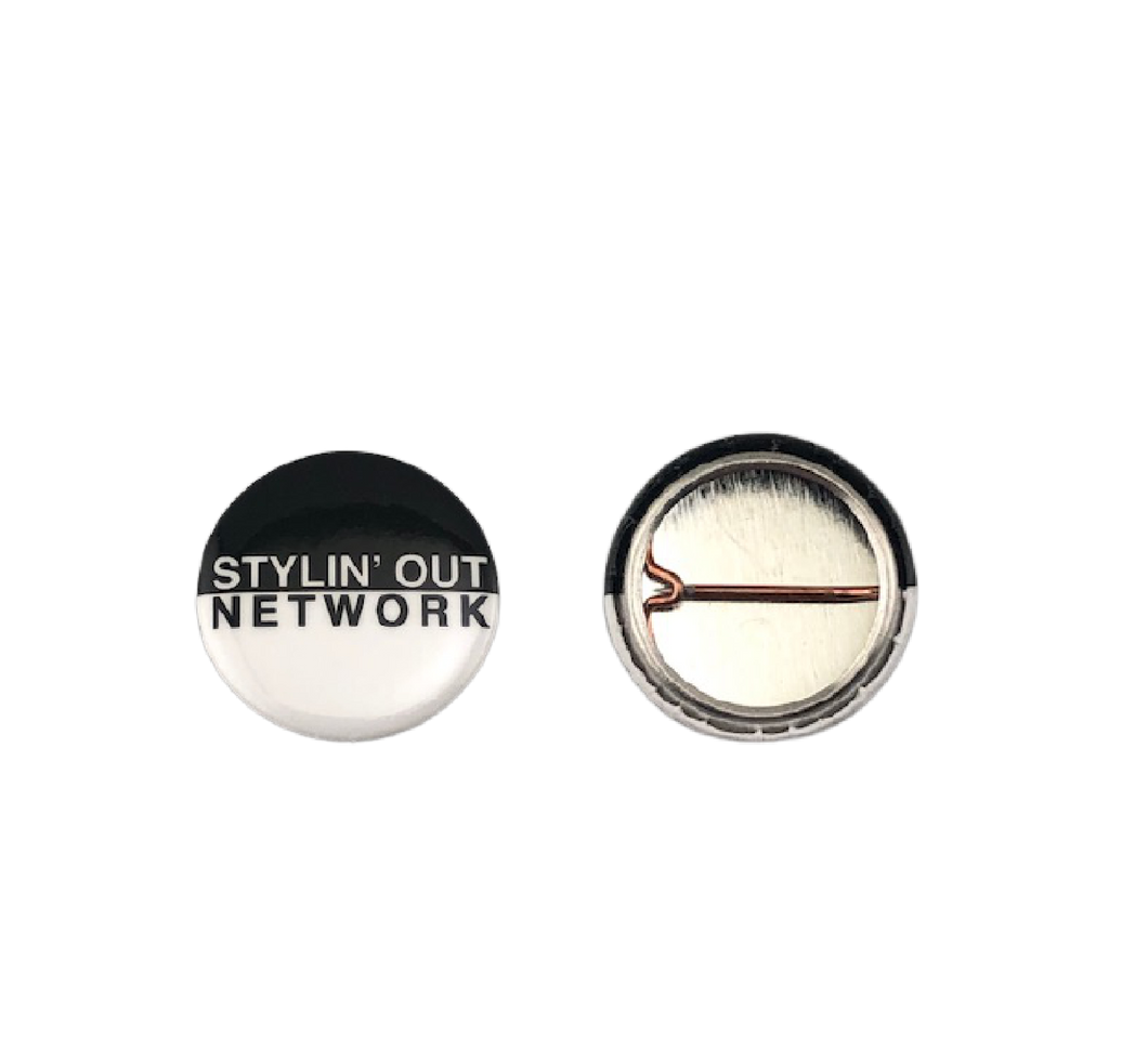 1 inch black and white Stylin Out Network button